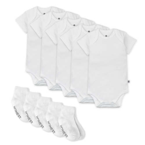 10-Pack Organic Cotton Short Sleeve Bodysuit & Sock Bundle | Honest Baby Clothing