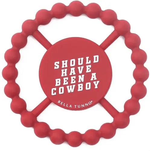 Bella Tunno Happy Teether for Boys – Soft & Easy Grip Baby Boy Teether Toy, Silicone Teether Ring to Help Soothe Gums, Non-Toxic and BPA Free, Cowboy