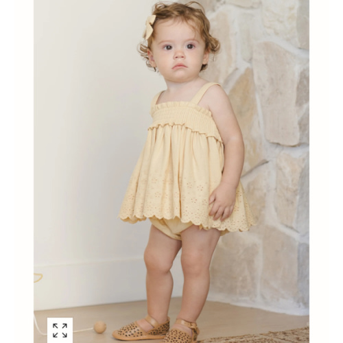 Mae Smocked Top + Bloomer Set, Yellow – SpearmintLOVE