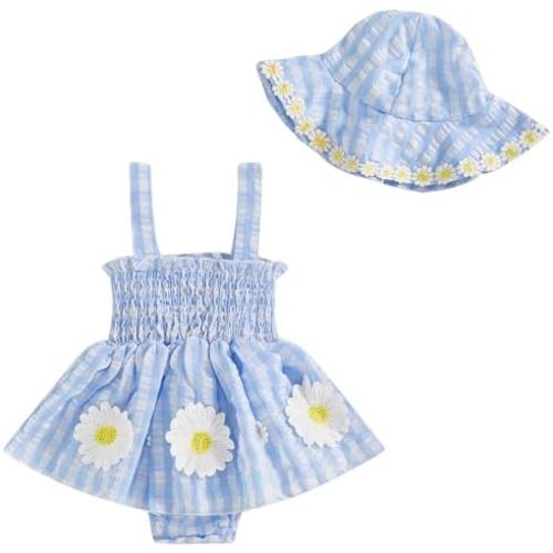 Mubineo Baby Girl Summer Clothes Floral Romper Dress Infant Sleeveless Rompers Skirt One Piece Boho Sun Dress Outfits