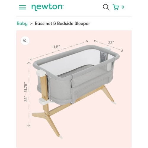 Newton Baby Bassinet & Bedside Sleeper with Mattress & Sheet - Ultra-Breathable & Completely Washable, Removable Dual-Layer Cover | Wood Frame | Adjustable Height & Infant Access Opening