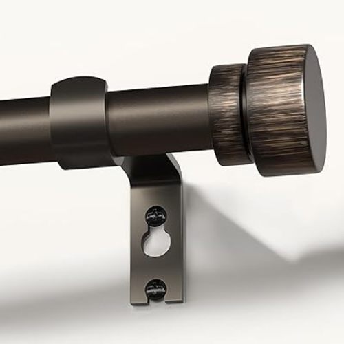 Modern Antique Brown Curtain Rods for Windows 16 to 60 Inches Adjustable Length Heavy Duty 1" Diameter Window Curtain Rod with Finials for Outdoor Farmhouse Bedroom Kitchen Living Room