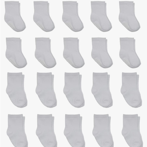 Little Me 20-Pack Newborn Baby Infant & Toddler Unisex Socks, 0-12/12-24 Months, Assorted Size Pack, White