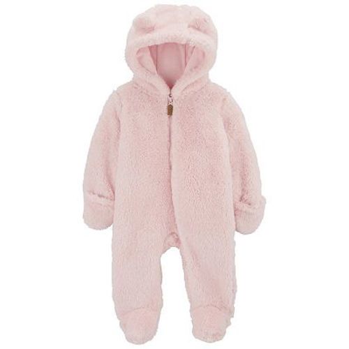 Baby Girl Carter's Pink Hooded Ear Sherpa Jumpsuit