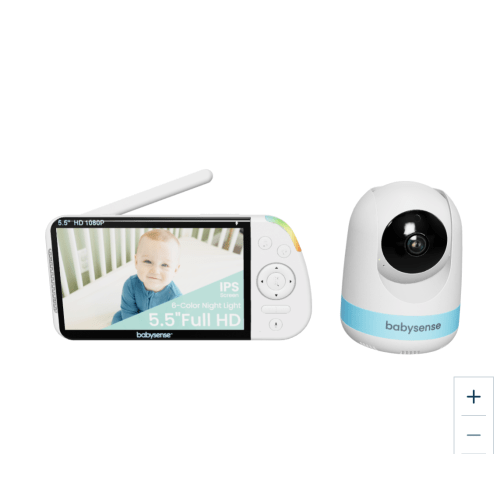 Babysense Max View: Video Baby Monitor with 2 Cameras, Split Screen, Non Wifi, Night Light & Sound Machine