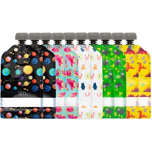 Simple Modern Reusable Baby Food Pouches for Toddlers | BPA Free Plastic, Food Safe, Freezer Safe | Refillable for Applesauce Yogurt & Puree Squeeze Pouch | 10 pack | 5oz | Assorted - 5 oz - Assorted 2