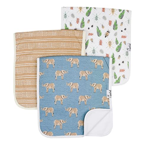 Copper Pearl Premium Baby Burp Cloths - 3-Pack Large Cotton Burp Cloths, Extra Soft Spit Up Rags with 3 Absorbent Layers, Perfect for Baby Boy and Baby Girl Gifts (21" x 10" Size, Peanut Set)