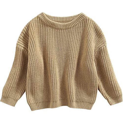 Karwuiio Toddler Baby Girl Boy Knit Sweater Round Neck Long Sleeve Pullover Sweatshirt Fall Winter Clothes