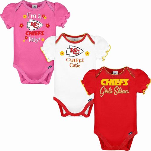 Gerber Baby Girls' NFL Team 3 Pack Short Sleeve Onesie Bodysuit