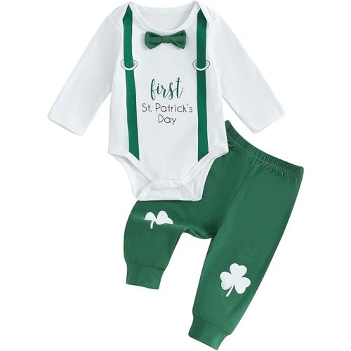 FIOMVA My First Easter Outfit Baby Boy Girl 0 3 6 9 12 18Month Bunny Onesie Romper+Bunny Pant+Knot Hat 1st Easter Clothes