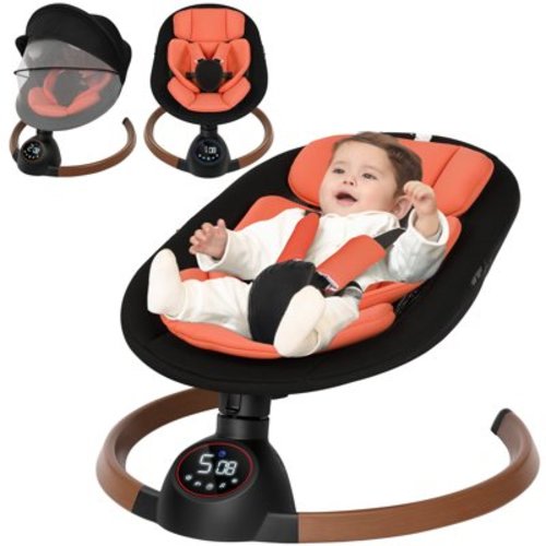 Babyeap Baby Swing for Infants,Bluetooth Control 5-point Harness Newborn Swing,5 Sway Speed,10 Lullabies(Black)