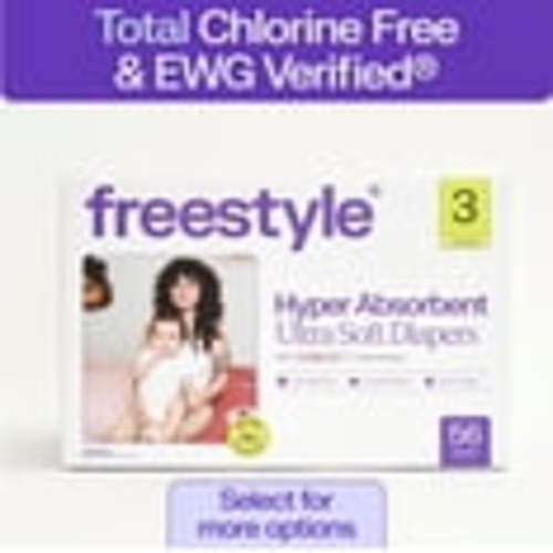 Freestyle Hyper Absorbent Ultra Soft Baby Diapers, Size 3, 56 Count (Select for More)