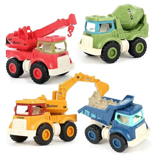 Construction Toys for 2 3 4 5 Years Old Boys Girls Kids Toddlers, Sandbox Excavator Toy Construction Truck Toys Vehicles Dump Crane Cement Mixer Truck, Christmas Birthday Gifts