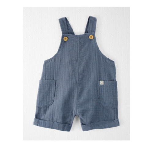 Baby Organic Cotton Gauze Shortalls in Blue