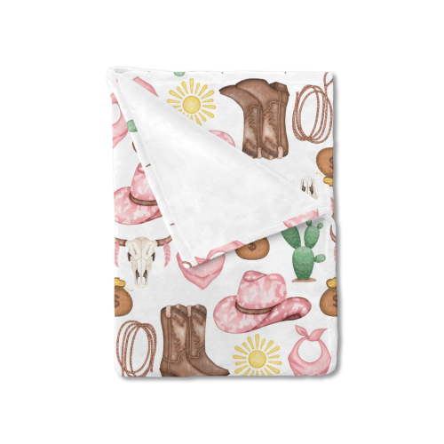 Baby Western Cowgirl Pink Blankets For Girl Desert Cowboy Hat Boot Sun Cactus Swaddle Blankets Soft Receiving Blanket Newborn Nursery Stroller Crib Bedding Blanket Infant Unisex 30X40