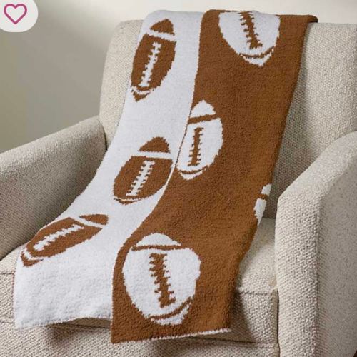 White and Brown Football Cloud Throw | Kirklands Home