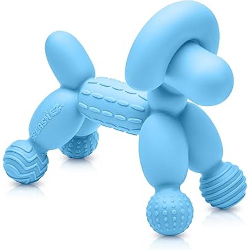 SplashEZ Baby Teether: Poodle w/Varied Textures for Baby Teething Relief | Teethers for Babies 3-6 Months, Newborns 0+; 100% Silicone Baby Teething Toys, BPA-Free, Certified as Safe Teething Pacifier