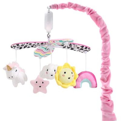 The Peanutshell Pink Look Up High Contrast Musical Crib Mobile For Baby Girls