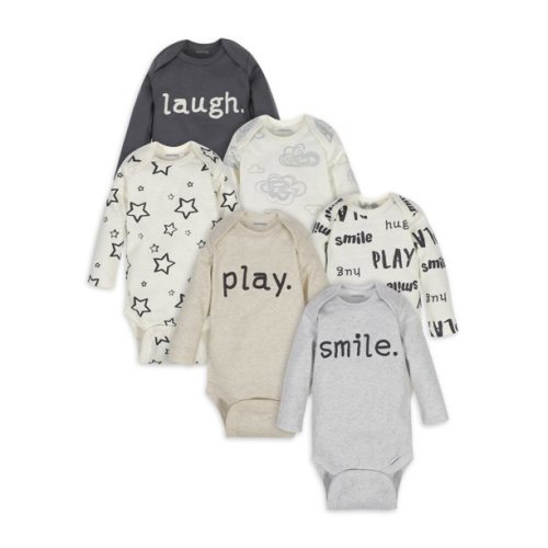 Onesies Brand Baby Boy or Girl Gender Neutral Long Sleeve Bodysuits Set, 6-Pack