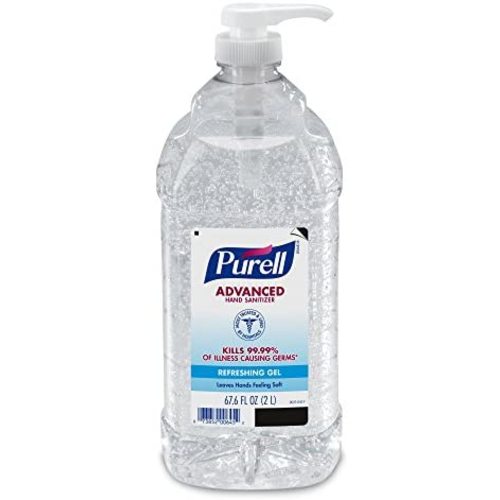 Purell Advanced Hand Sanitizer Refreshing Gel, Clean Scent, 2-Liter Pump Bottle (Pack of 1). 9625-04