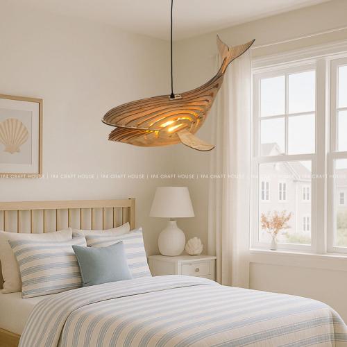 Whale Pendant Light: Coastal Nursery & Ocean Theme Nautical Beach House Home Decor