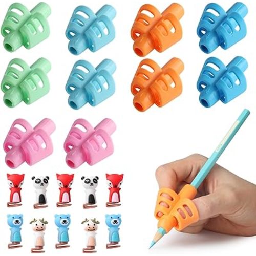 Mr. Pen- Pencil Grips for Kids Handwriting, 20 PCS (10 Finger Grips+10 Clips), Pencil Holder, Grippers, Pen Grip, Back to School Supplies