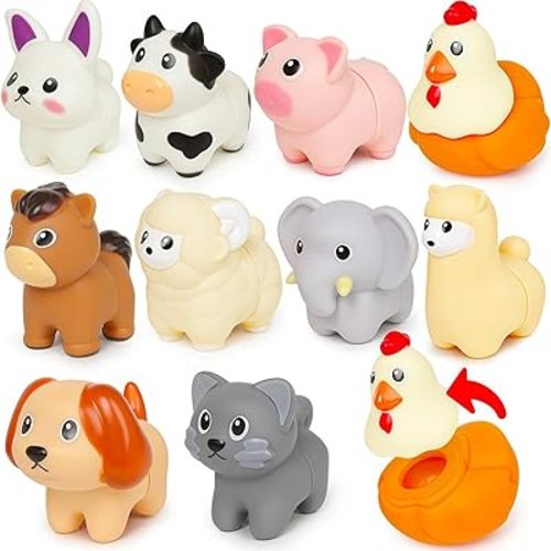 Montessori Farm Animals for Toddlers 18+Month,Early Educational Little People Animals Figurines Learning Fine Motor Matching Games Easter Basket Stuffers Gift for Boys Girls