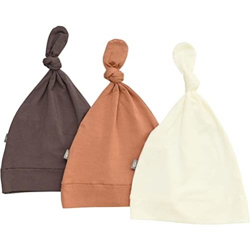 KYTE BABY Rayon Made from Bamboo Baby Beanie Hats - Super Soft Knotted Caps Available in Pattern and Solid Colors - 3 Pack