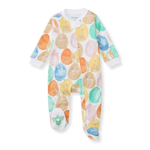 Burt's Bees Baby Essentials Girls' Organic Cotton One-Piece Zip Front Sleep and Play Footed Pajamas