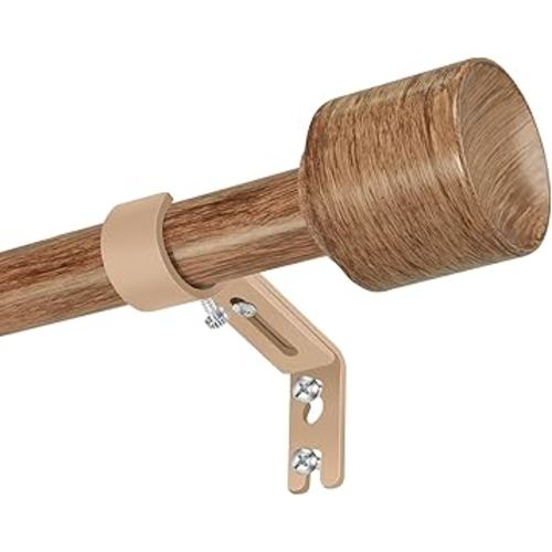 1” Diameter Curtain Rods Itself is 30 to 144 inch 1 Pack Fit 30-142 inch, 66 to 120 inch Window with Heavy Duty Adjustable Rod Matte Wood Grain Splicing Metal Extra Long Curtain Rod for Windows