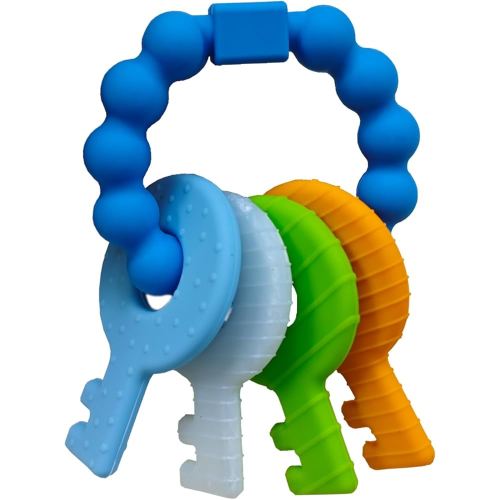 Baby Keys Teether Toys,Silicone Teething Toys for 3-18+ Months,Teething Keys Toy for Infants-Soft & Raised Texture to Soothe Gums,BPA Free (4Colors)