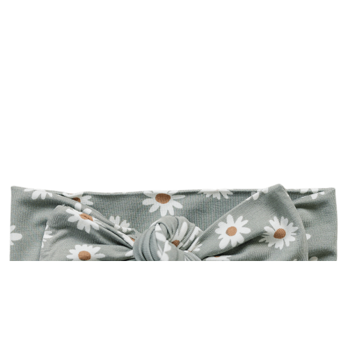 Light Green Daisy Bamboo Head Wrap