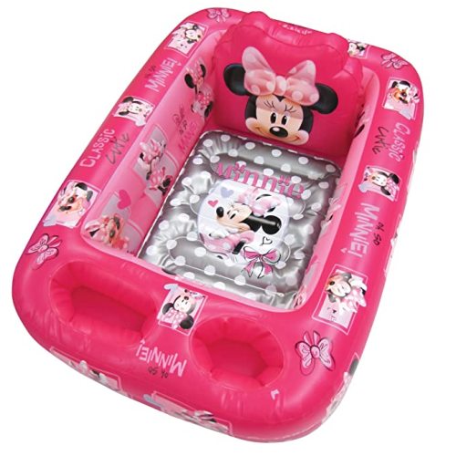 Disney Minnie Mouse Air-Filled Cushion Bath Tub - Free-Standing, Blow up, Portable, Inflatable, Safe Bathing, Baby Bathtub, Toddler Bathtub - Minnie 1st Gen