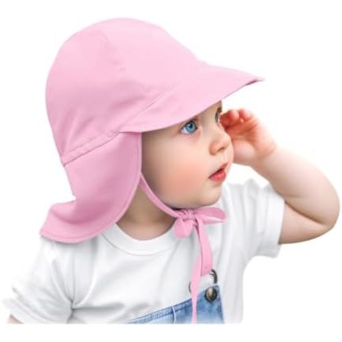 Adjustable Baby Sun Hat Boys Girls, UPF 50+ Toddler Summer Beach Swim Hat with Neck Flap for Infant Traveling Cap