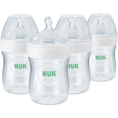 NUK Simply Natural Baby Bottle with SafeTemp, 5 oz, 4 Count