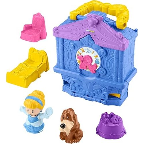 Fisher-Price Little People Toddler Toy Disney Princess Cinderella On-The-Go Playset with Figures for Pretend Play Kids Ages 18+ Months