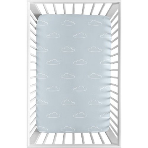Sweet Jojo Designs Boy Baby Fitted Mini Crib Sheet Airplane Blue and White