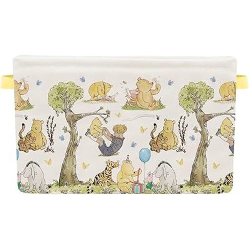 Winnie Nursery Hampers with Handles Large Canvas Foldable Storage Baskets for Kids Bathroom Bedroom Clothes Toy Bin Baby Hamper Decor