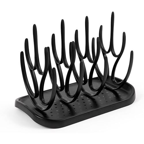 Baby Bottle Drying Rack High Capacity, Parentalz, Space Saving Countertop Baby Bottle Rack Dryer Holder for Baby Bottles, Pacifiers, Nipples, Pump Parts - Black