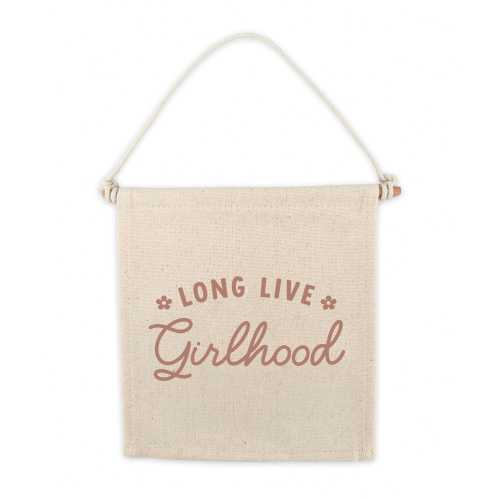 Long Live Girlhood Canvas Hang Sign | Pennant Canvas Banner Wall Hanging | Canvas Flag | Kids Girls Wall Decor