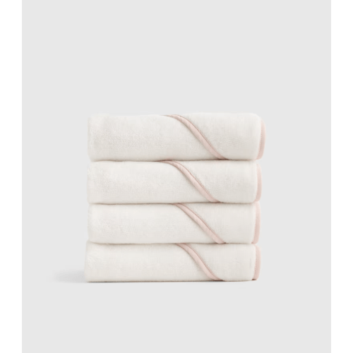 Organic Turkish Cotton Baby Hooded Towel Set 4-Pack in Soft Pink