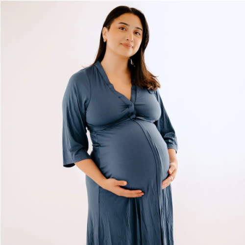 Lila Labor & Postpartum Gown in Midnight Blue