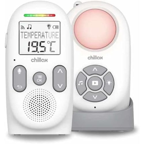 Chillax Baby 360 Digital Audio Monitor | 4-in-1 Baby Monitor with Night Light, Soothing Sound Machine, Room Temperature Sensor & Long-Range DECT 6.0 Audio | Portable & Rechargeable with Two-Way Talk