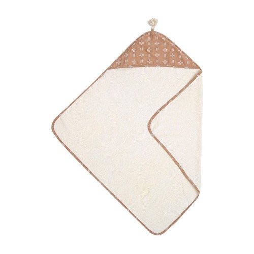 CRANE BABY Hooded Cotton Baby Towel, Copper/ White