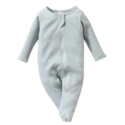 0-6M Newborn Baby One-Piece Zip Sleepwear, Footie Pajamas, Front Zip, Organic Cotton, Infant Sleeper Pjs