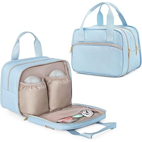Fasrom Wearable Breast Pump Bag with Cooler Compatible with Momcozy, Medela and Elvie Pumps, Portable Pump Carrying Case for Working Moms, Blue
