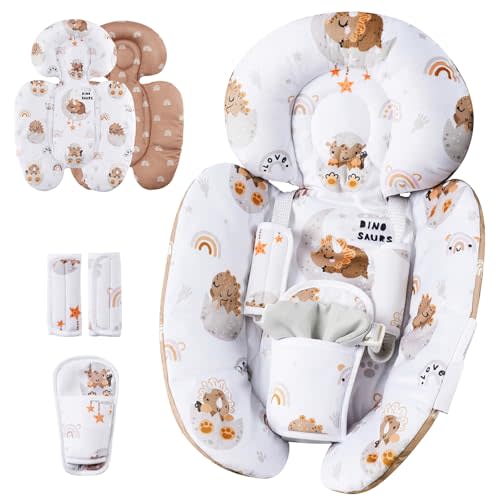 generic Infant Insert Compatible with 4moms Mamaroo Swing & Graco Swing & Infant Car Seat, Newborn Insert, Baby Head and Body Support, Reversible Design, Breathable Soft Fabric, 1Pcs - Dinosaur