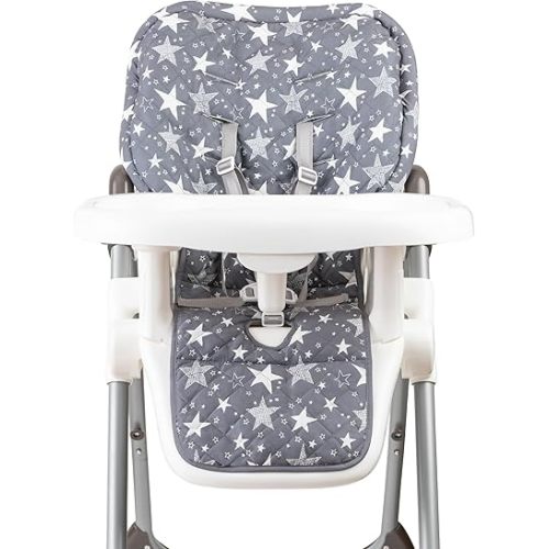 High Chair Pad - 100% Polyester High Chair Cover, Easy Use High Chair Cushion - Soft High Chair Covers for Baby, Padded Highchair Cover w/Elastic Back - Fits 3-5 Point Harness High Chairs