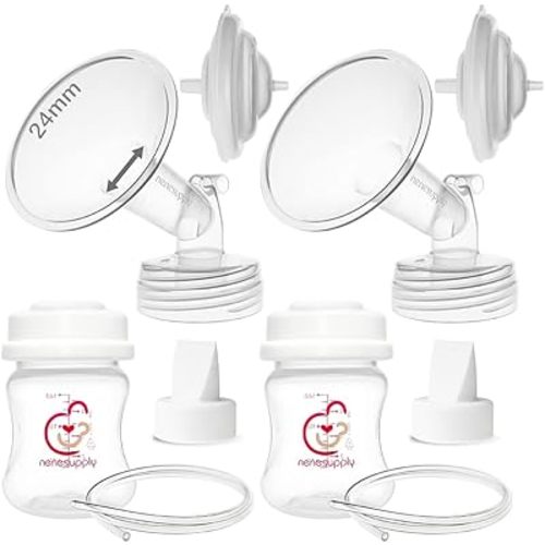 Nenesupply Pump Parts Compatible with Spectra S2 S1 9 Plus Breast Pump to Replace Spectra Pump Parts S2 Accessories Flange 24mm Duckbill Valve Tubing Bottles Backflow Protector