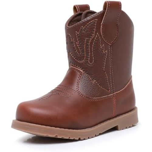 Blikcon Toddler Cowboy Boots for Boys Girls Baby Infant Cowgirl Boots Round Toe All Seasons 6-36 Months (Infant/Toddler)